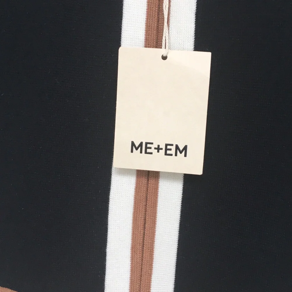 NWT! ME+EM Collared Contrast-Stripe Merino Wool-Blend Maxi Dress - Picture 2 of 6